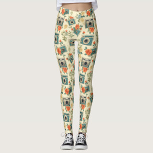  bloemmotief & camerapatroon leggings