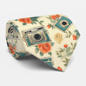  bloemmotief & camerapatroon stropdas (Opgerold)