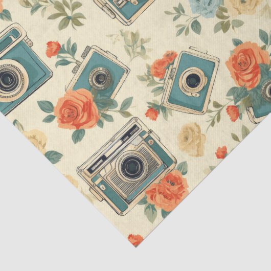  bloemmotief & camerapatroon tissuepapier (Detail)