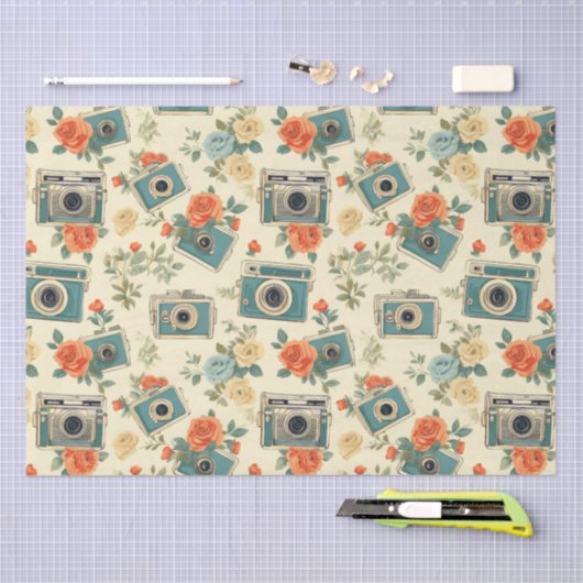  bloemmotief & camerapatroon tissuepapier (Craft)