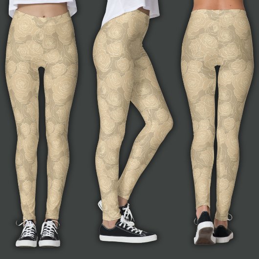 Bloemmotief | Champagneroze Leggings