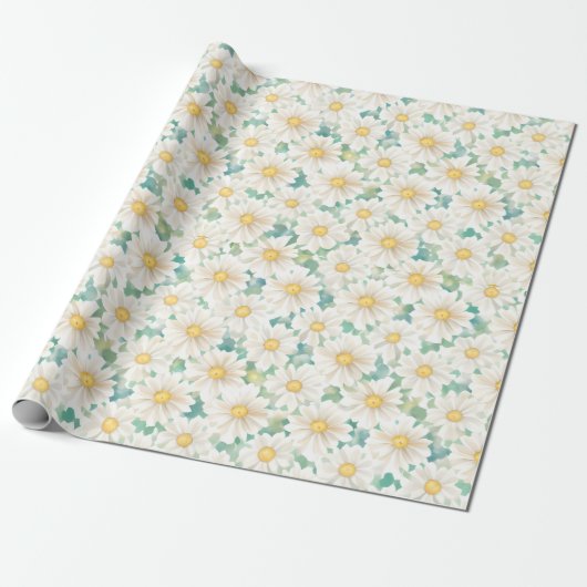 Bloemmotief Daisy Flowers Cadeaupapier (Uitgerold)