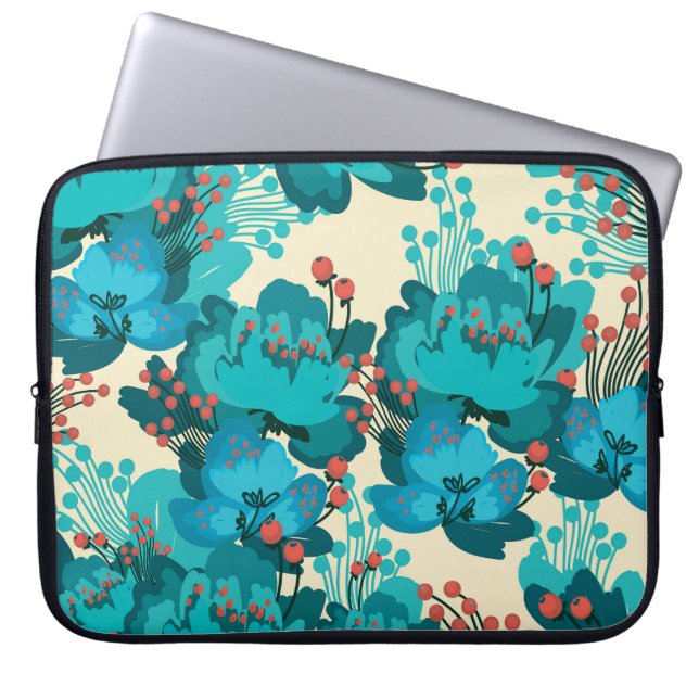  bloemmotief, delicate bloemen. laptop sleeve (Voorkant)