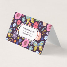 Bloemmotief Donkerpruim & Mauve Visitekaartje