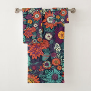 Bloemmotief, een boeket van kleurrijke bloemen bad handdoek