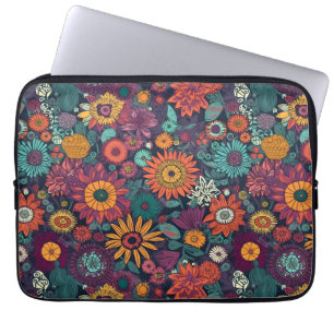 Bloemmotief, een boeket van kleurrijke bloemen laptop sleeve