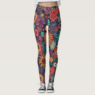 Bloemmotief, een boeket van kleurrijke bloemen leggings