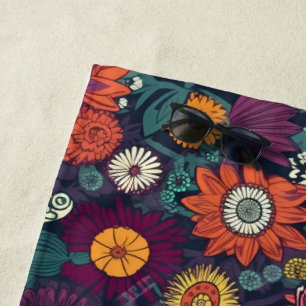 Bloemmotief, een boeket van kleurrijke bloemen strandlaken
