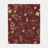  bloemmotief - Elegante Bourgogne & Goud Fleece Deken (Voorkant)