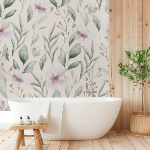 bloemmotief en bladeren behang