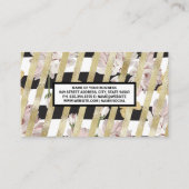 Bloemmotief en goud folie strepen visitekaartje (Achterkant)