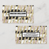 Bloemmotief en goud folie strepen visitekaartje (Voorkant / Achterkant)