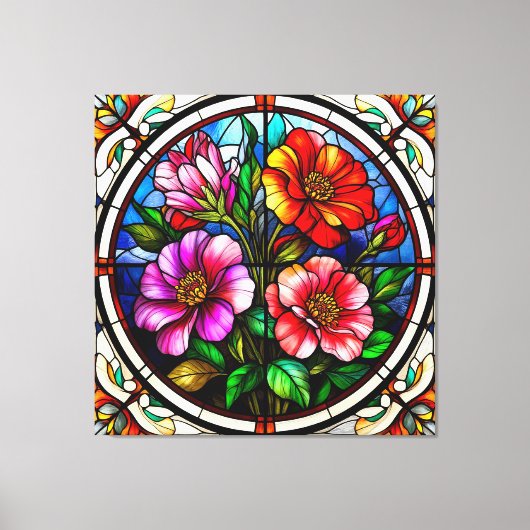 Bloemmotief en levendige bloemen canvas afdruk (Voorkant)