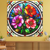 Bloemmotief en levendige bloemen canvas afdruk (Insitu (Woonkamer))