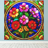 Bloemmotief en levendige bloemen canvas afdruk (Insitu (Houten vloer))