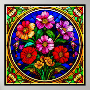 Bloemmotief en levendige bloemen poster
