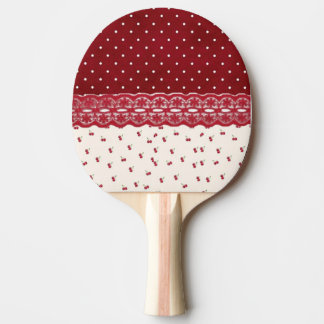 Bloemmotief en Stippen in Vintage Stijl Tafeltennisbatje