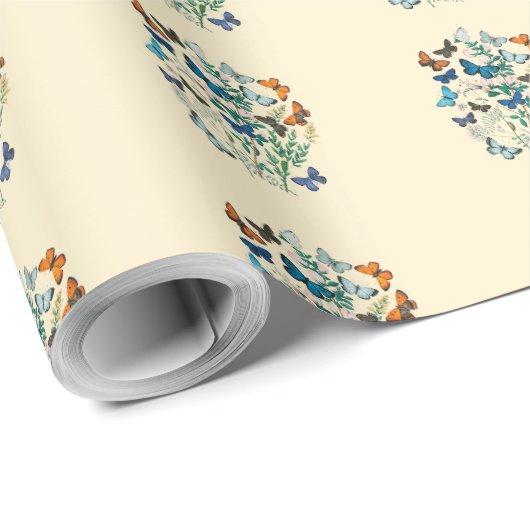  bloemmotief en vlinders cadeaupapier (Rol Hoek)