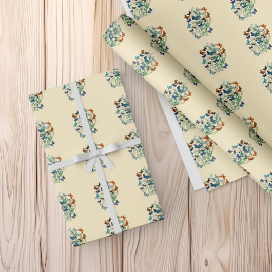  bloemmotief en vlinders cadeaupapier