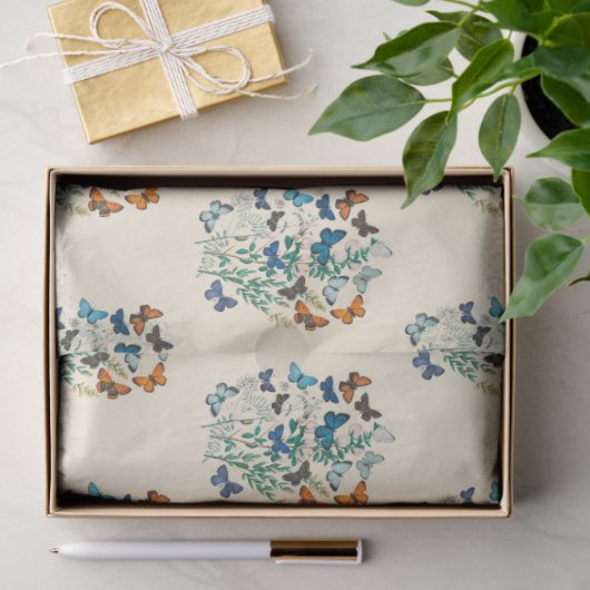 bloemmotief en vlinders tissuepapier (Geschenk)