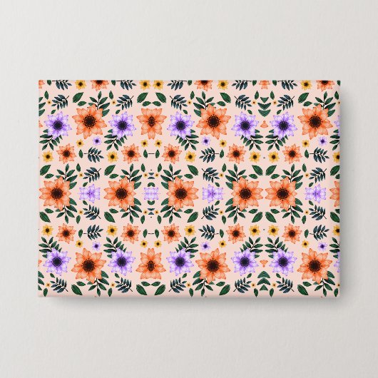 Bloemmotief envelop met levendig oranje  button (Voorkant)