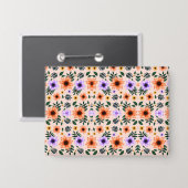 Bloemmotief envelop met levendig oranje  button (Voorkant / Achterkant)