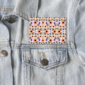 Bloemmotief envelop met levendig oranje  button (Insitu)