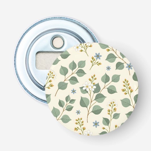 Bloemmotief eucalyptus naadloos patroon button flesopener (Voorkant)