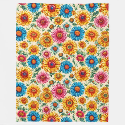 Bloemmotief Fleece Deken (Voorkant)