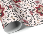 Bloemmotief Folk-patroon Inpakpapier (Rol Hoek)