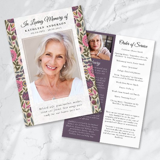 bloemmotief foto begrafenisprogramma kaart