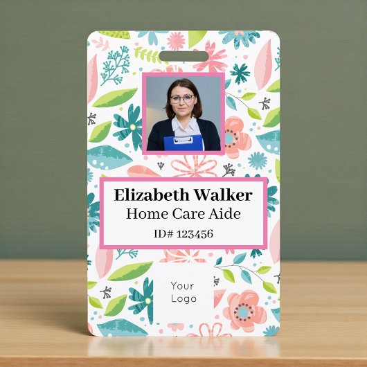 Bloemmotief foto-ID Badge