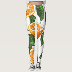 Bloemmotief Fruit Sinaasappel Citroen Naadloos Leggings