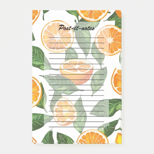 Bloemmotief Fruit Sinaasappel Citroen Naadloos Post-it® Notes (Voorkant)