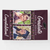 Bloemmotief Gefeliciteerd Geslaagd 2 Foto Spandoek (Horizontaal)