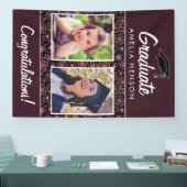 Bloemmotief Gefeliciteerd Geslaagd 2 Foto Spandoek (Beurs)