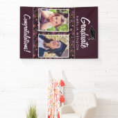 Bloemmotief Gefeliciteerd Geslaagd 2 Foto Spandoek (Insitu)