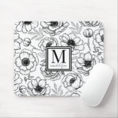 Bloemmotief Gepersonaliseerd Vrouwelijk Monogram Muismat (Met muis)
