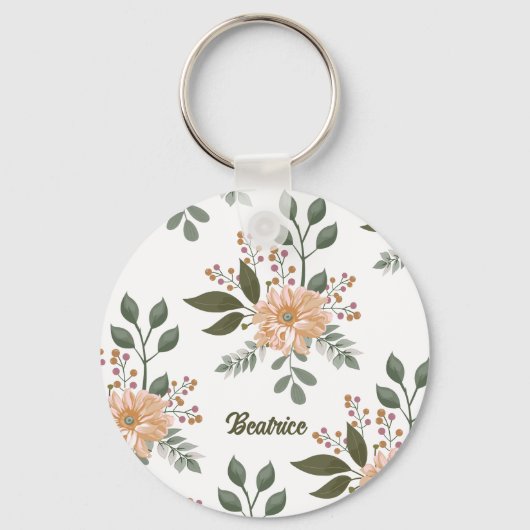 Bloemmotief - Gepersonaliseerde Sleutelhanger (Voorkant)