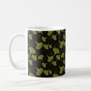 Bloemmotief Ginkgo-blad Zwart Patroon Koffiemok