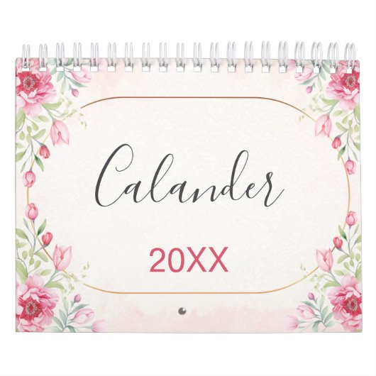 Bloemmotief, Goud bladontwerp Kalender (Hoes)