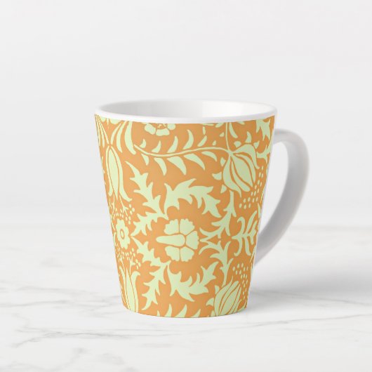 Bloemmotief, goud en pastelgeel ontwerp, latte mok (Rechterhoek)