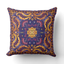 Bloemmotief Goud Paars Blauw