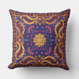 Bloemmotief Goud Paars Blauw Kussen
