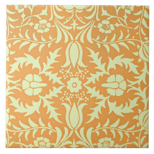 Bloemmotief, gouden en pastelgeel ontwerp, tegeltje (Voorkant)