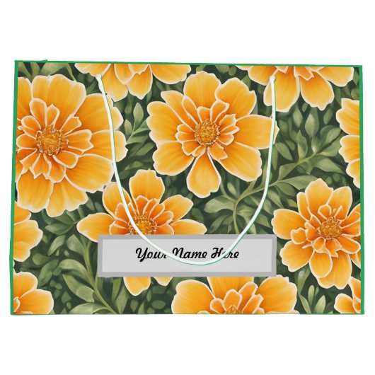  bloemmotief goudsbloem groot cadeauzakje (Achterkant)