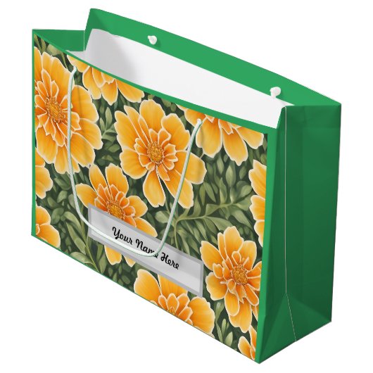  bloemmotief goudsbloem groot cadeauzakje (Voorkant Gekanteld)