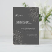 Bloemmotief Grijs/Wit - Ontvangst Uitnodiging (Staand voorkant)
