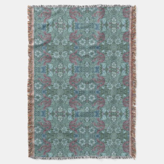  bloemmotief groen blauw rood wit deken (Voorkant Verticaal)