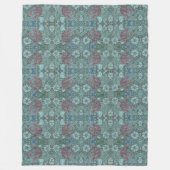  bloemmotief groen blauw rood wit fleece deken (Voorkant)